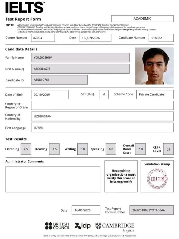 IELTS, 2-natija