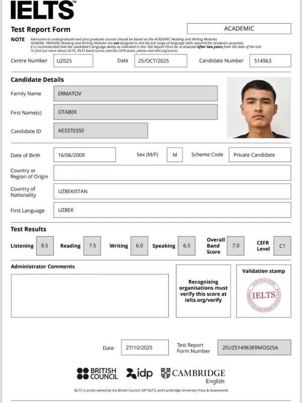 IELTS, 3-natija
